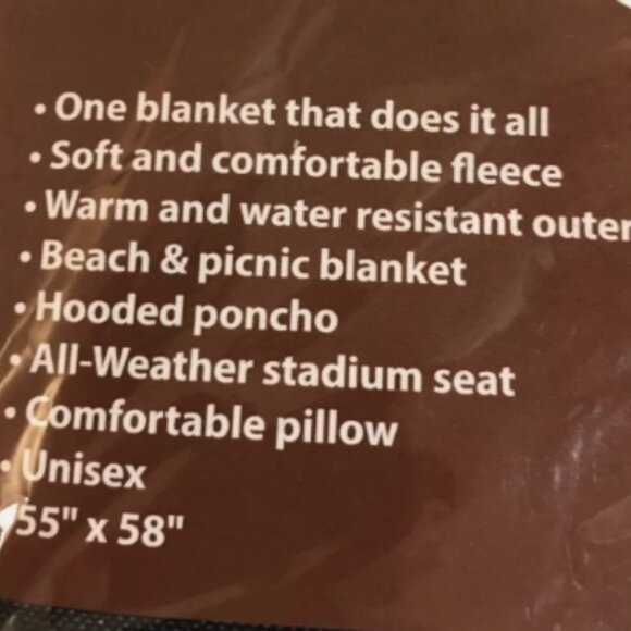 Trail Worthy All In 1 Blanket Soft Fleece Hooded Pillow Black Unisex 55” x 58” - Picture 4 of 6